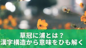 草冠に浦とは?漢字構造から意味をひも解く
